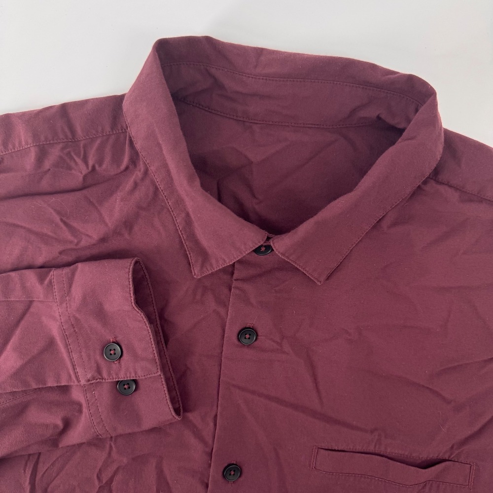 Lululemon Commission Button Down Shirt Men XL Maroon Long Sleeve Tech Stretch